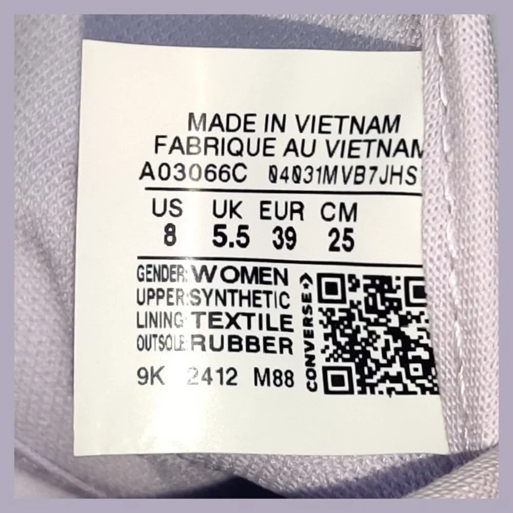 New Converse Chuck Taylor All Star CTAS Dainty Ox Sneakers Lavender Women's 8 - Picture 8 of 9